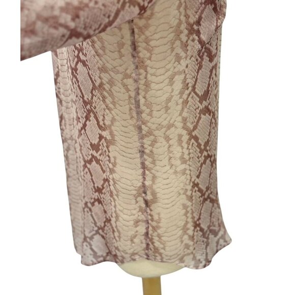 Equipment Femme Sheer Snake Print Silk Blouse Mauve Pale Pink Long Sleeve Size M - Picture 4 of 9